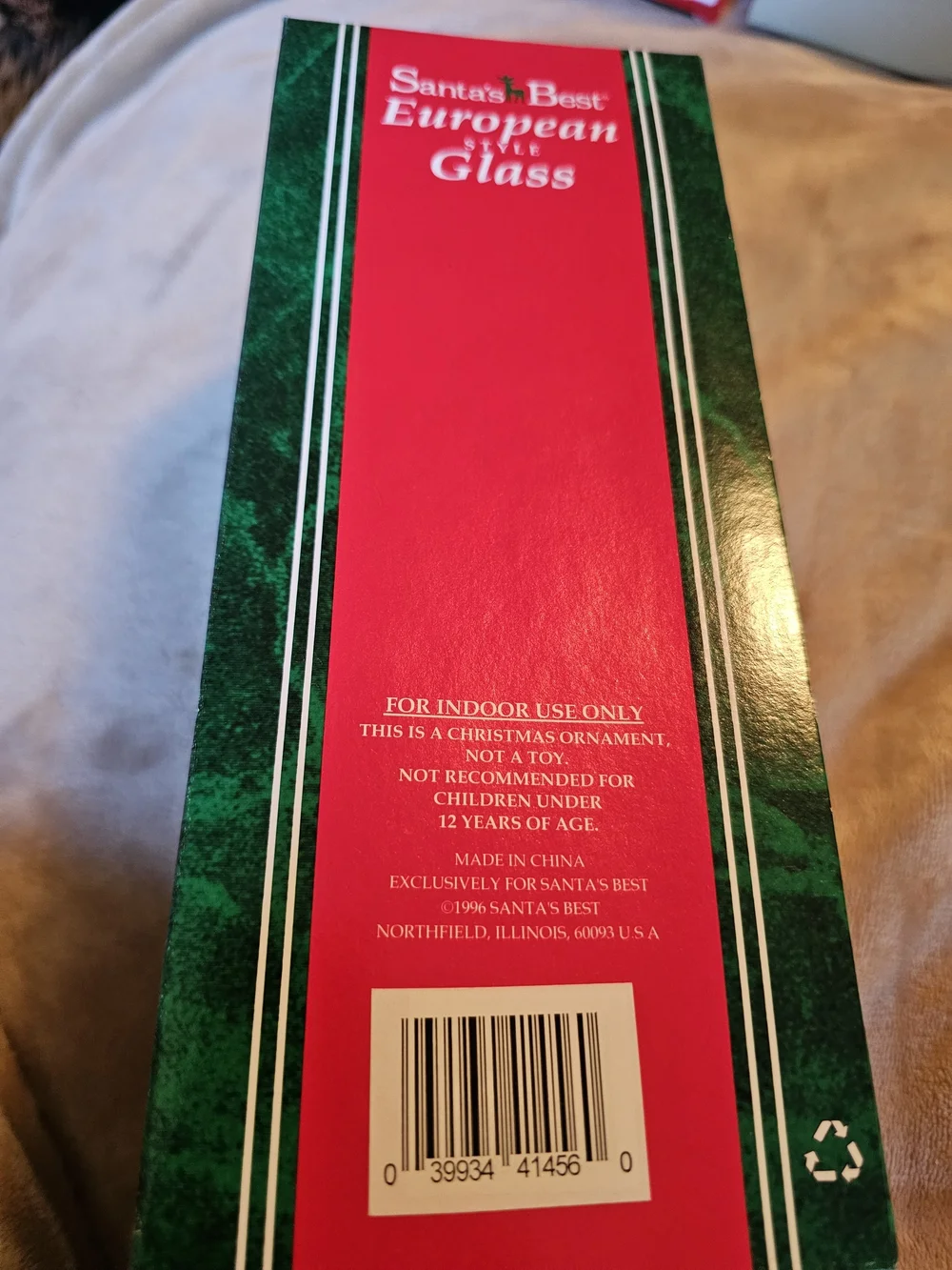 Glittering Santa Ornament in Red, Green & White - Holiday Tree Accent